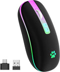 Uiosmuph LED Wireless Mouse, G12 Slim Rechargeable Silent Mouse, 2.4G Portable USB